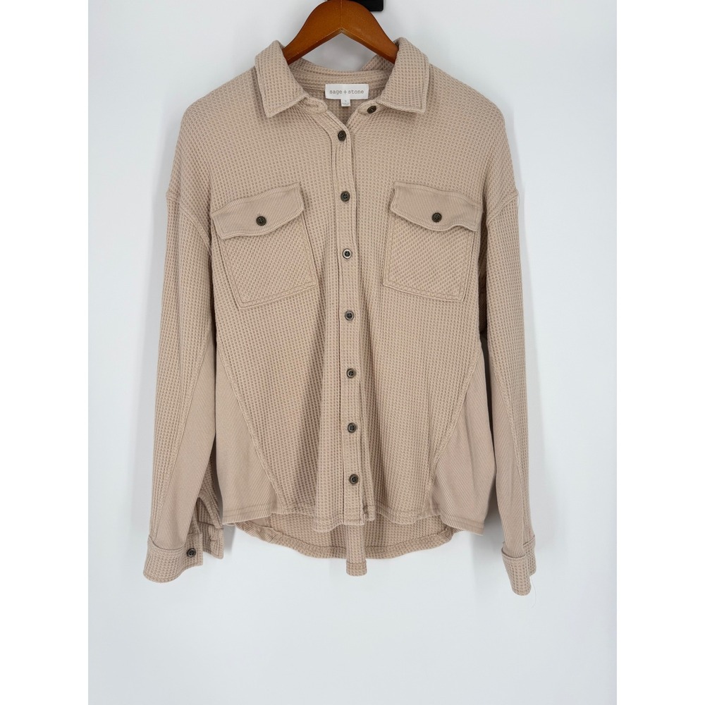 Sage + Stone Womens Shacket Large Waffle Knit Boho Festival Casual Cottagecore